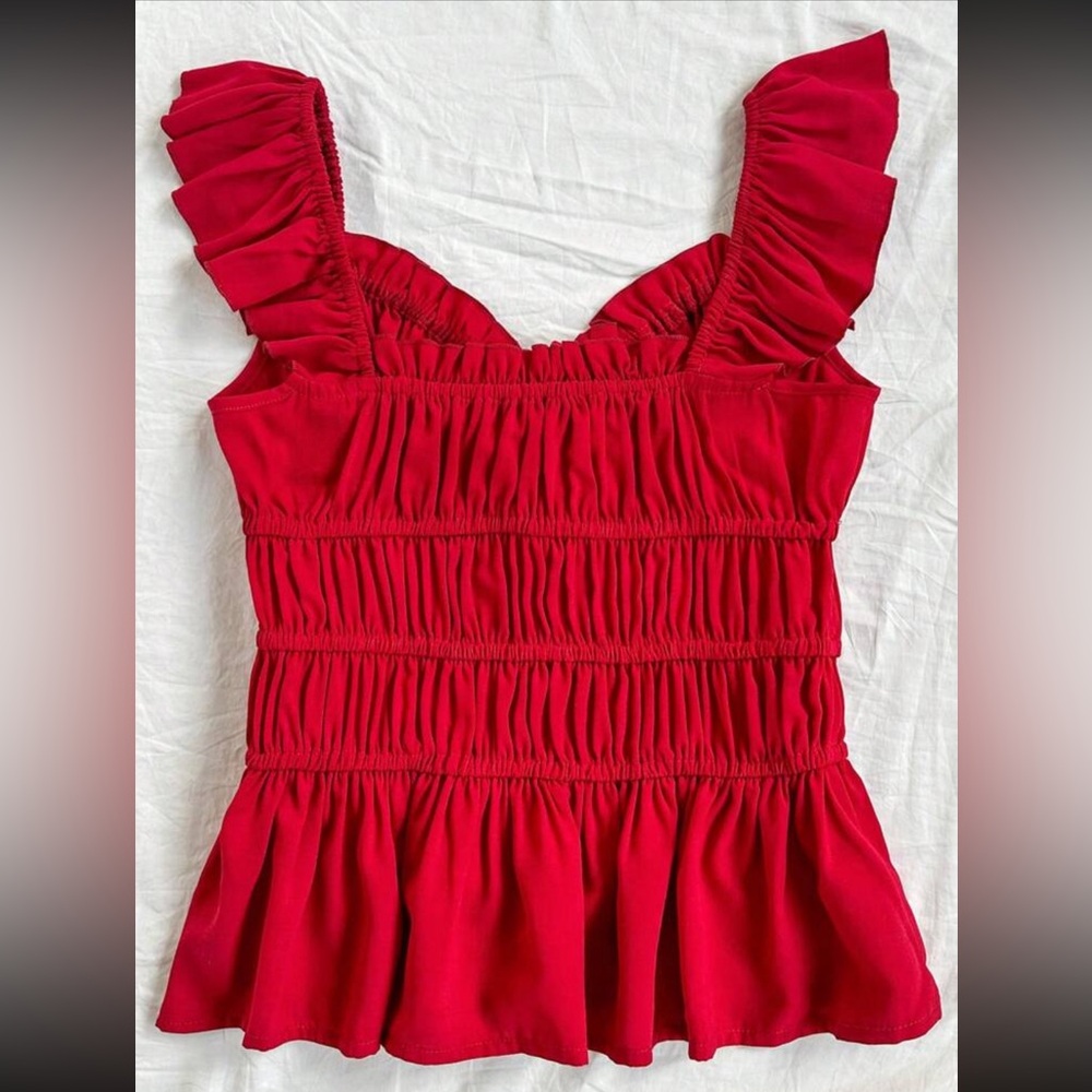 Red Ruffled Women's Top - Picture 3 of 3